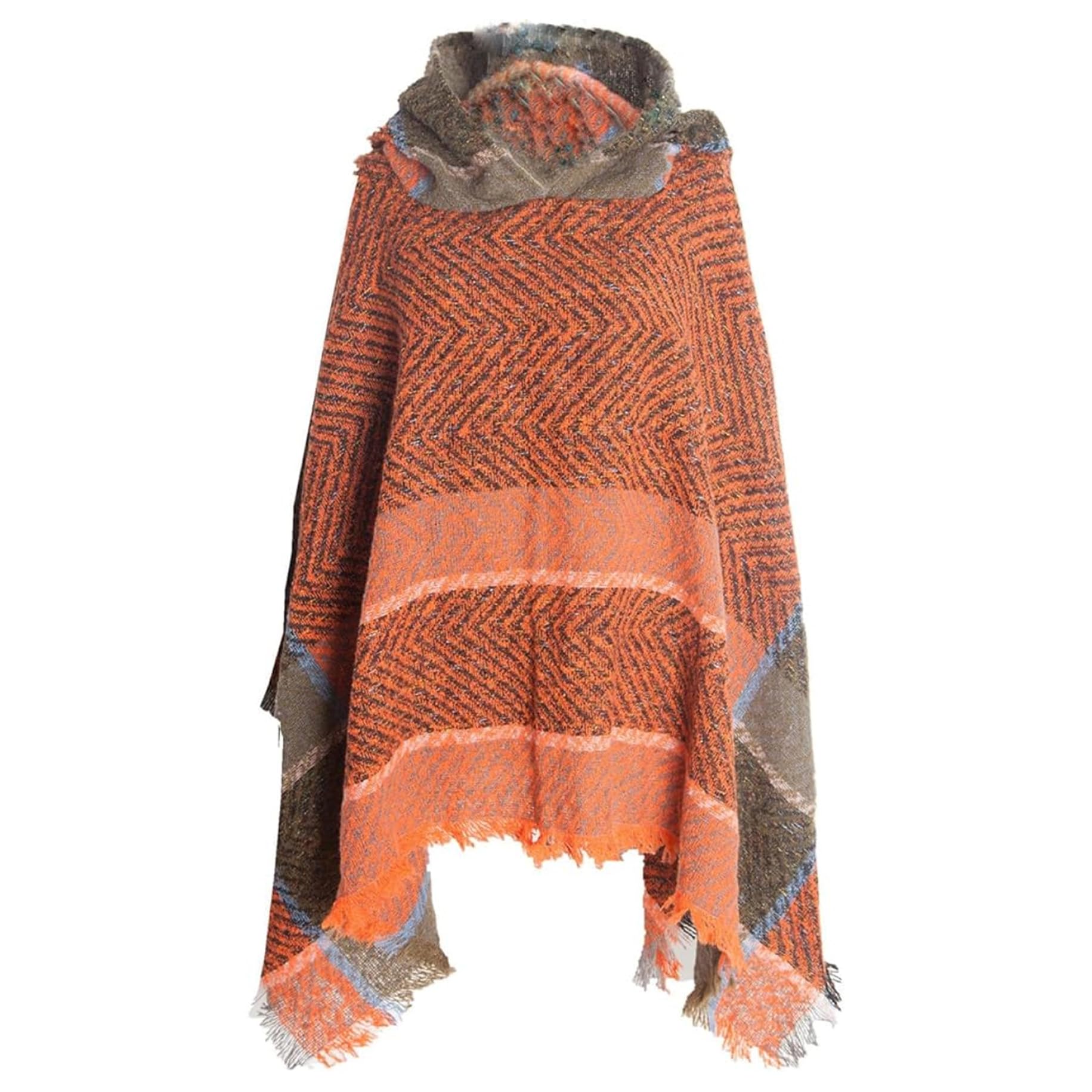 Poncho de algodón con capucha para mujer chal morado de punto 53x53 7