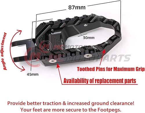 Miniatura 6 de MC MOTOPARTS Estriberas negras delanteras anchas CNC Touring compatibles con MT-07 MT-09 13-18 YZF R3 15-18 MT-10 16-19 2020 2021