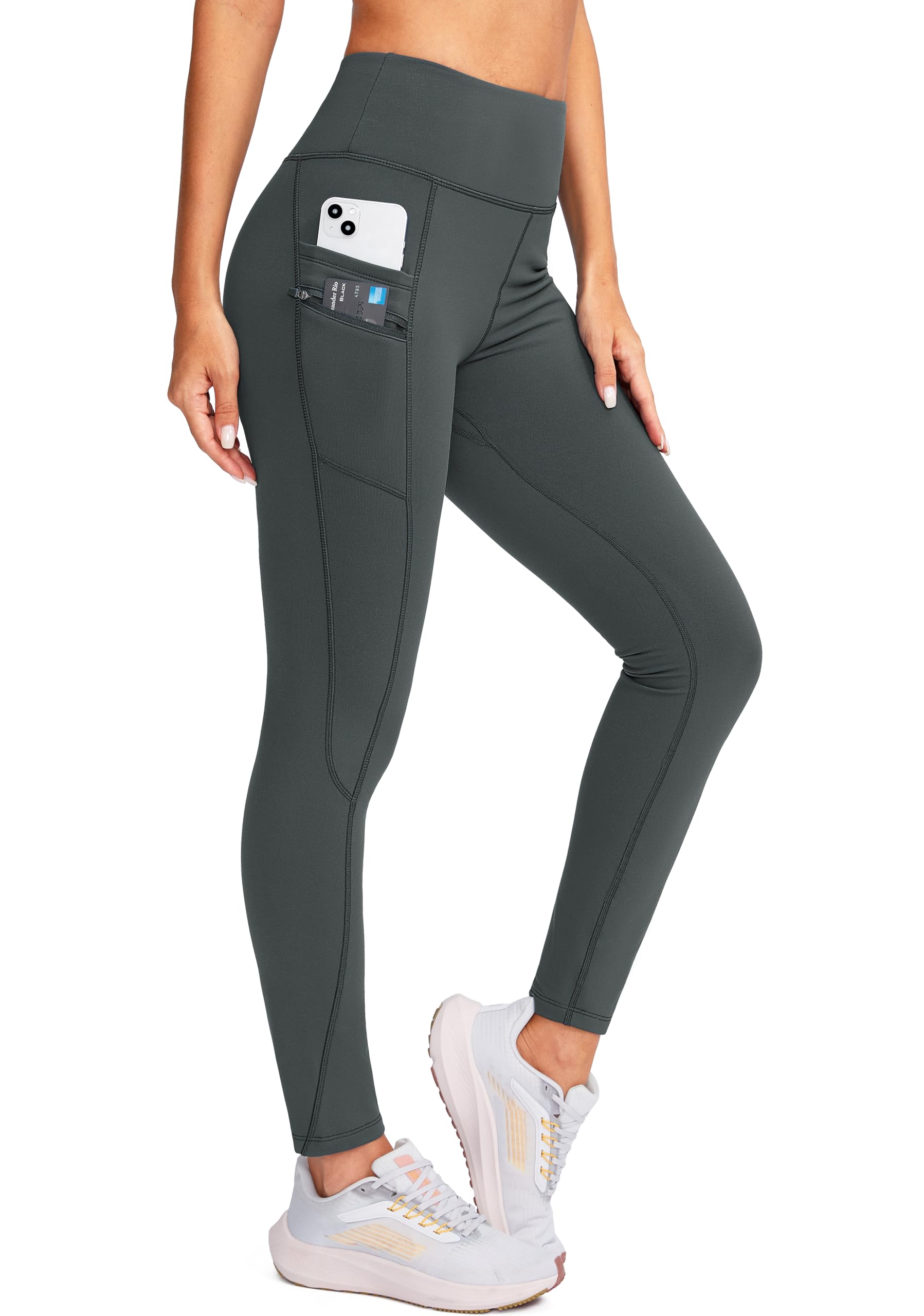 G Gradual Women's Thermal Fleece-Lined Leggings: Water Resistant, High Waisted for Winter Hiking