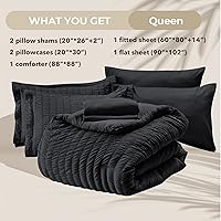 Vista 532 de HYMOKEGE - Juego de edredón tamaño king, color negro y rojo, de sirsaca, de 7 piezas, para todas las estaciones, en una bolsa, para dormitorio