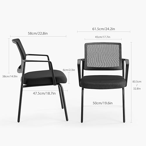 Miniatura 3 de DUMOS Sillas apilables negras con respaldo de malla y tela tapizada, marco de metal resistente, fácil de almacenar y usar, perfectas para espacios