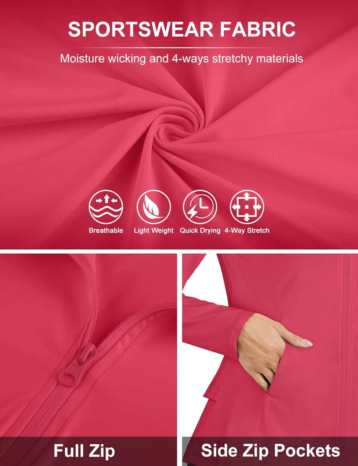 LURANEE Women's Golf Athletic Jackets with Pleated Tennis Skirt Hem Lightweight Full Zip Long Sleeve Shirts with Pockets - Image 5