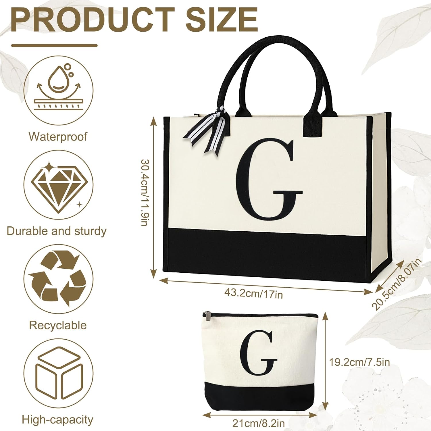 Personalized Canvas Tote Bag, Monogrammed Gift for Women image 4