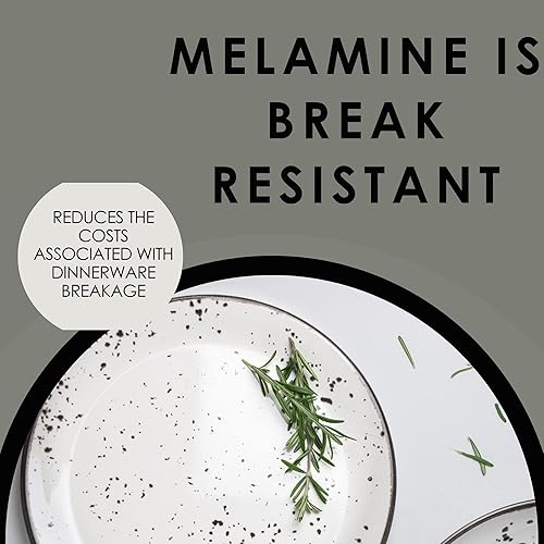 Miniatura 9 de Creations - Platos llanos de melamina, resistentes a la rotura, servicio de alimentos comerciales grado restaurante, humo urbano cupé redondo de 10