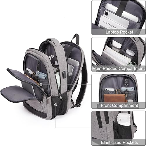 Miniatura 4 de CLUCI Mochila para computadora portátil para hombres y mujeres, mochila escolar para hombres, resistente al agua, mochilas de trabajo de viaje para