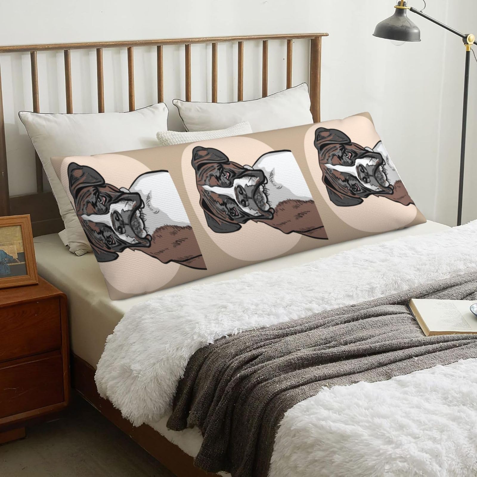 Dog Boxer, Body Pillow Cover with Zipper,Long Body Pillowcase 20 x 60 in