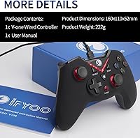 Vista 7 de V-one Mando con cable USB para juegos, joystick para PC (Windows XP/7/8/10/11) y Steam, Android, PS3 - Rojo