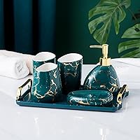 Vista 13 de Juego de accesorios de baño blancos, decoración moderna de baño de encimera, juego de accesorios de baño de lujo de 6 piezas, completo