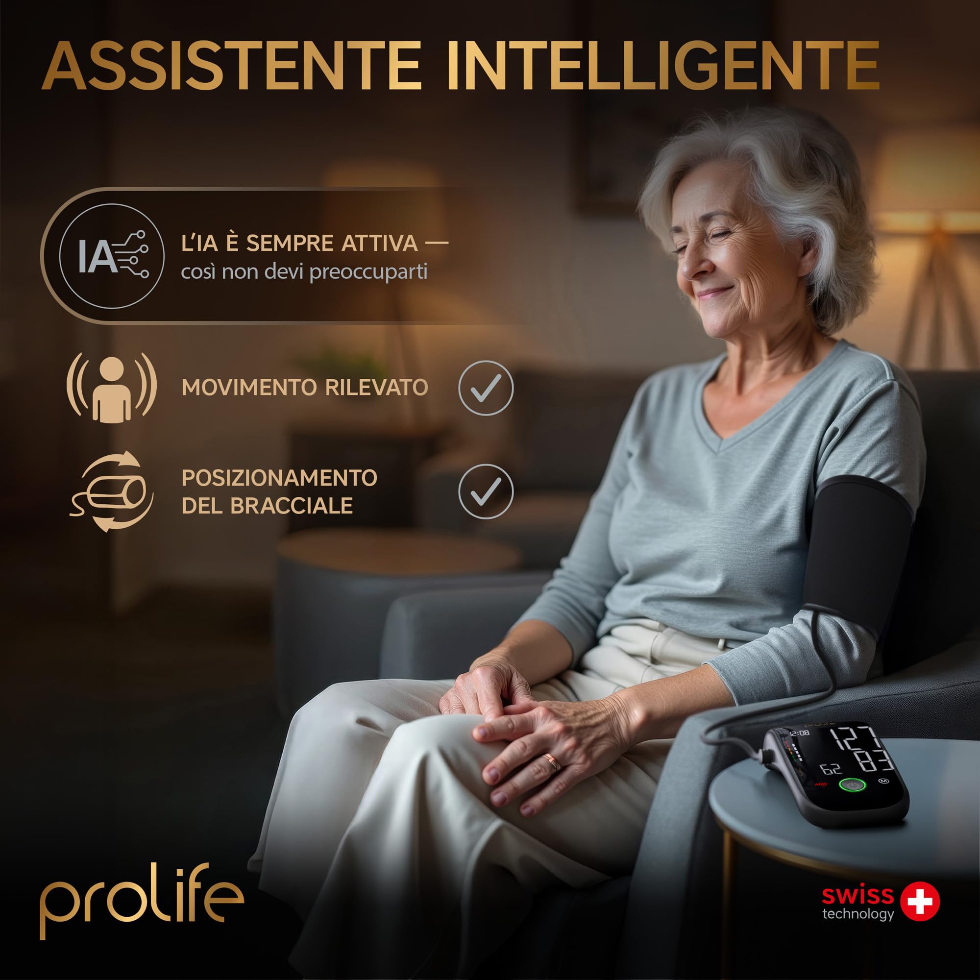 Prolife PX7 Premium Tensiómetro de Brazo Digital con Tecnología AFib Smart, Medidor de Tensión Arterial Bluetooth Homologado con Manguito