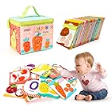 Jollybaby Reusable Soft Flash Cards for Baby 0-6-12-18 Months, Preschool Learning Resource Toys for Toddler 0-1-2-3-4 Years, Montessori Sensory Sight Words Numbers Toys for 0-6-12 Months Baby Gift