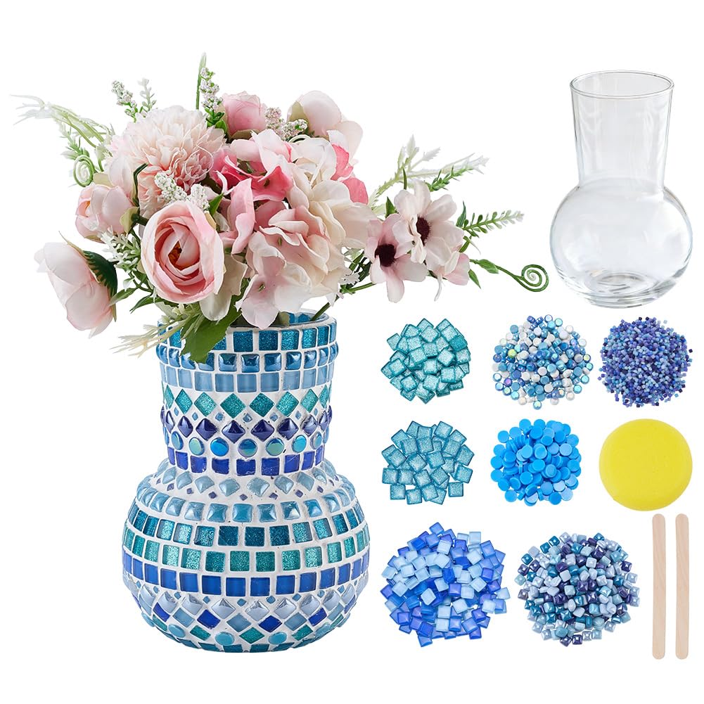 WEBEEDY Basteln Mosaik Blumen Vase Set DIY Mosaik Kunst Und Bastelset Für Erwachsene Anfänger Handgemachte Dekorative Pflanzen Töpfe Mit Anleitung Zuhause Zimmer Tisch Dekoration Einweihungsgeschenk