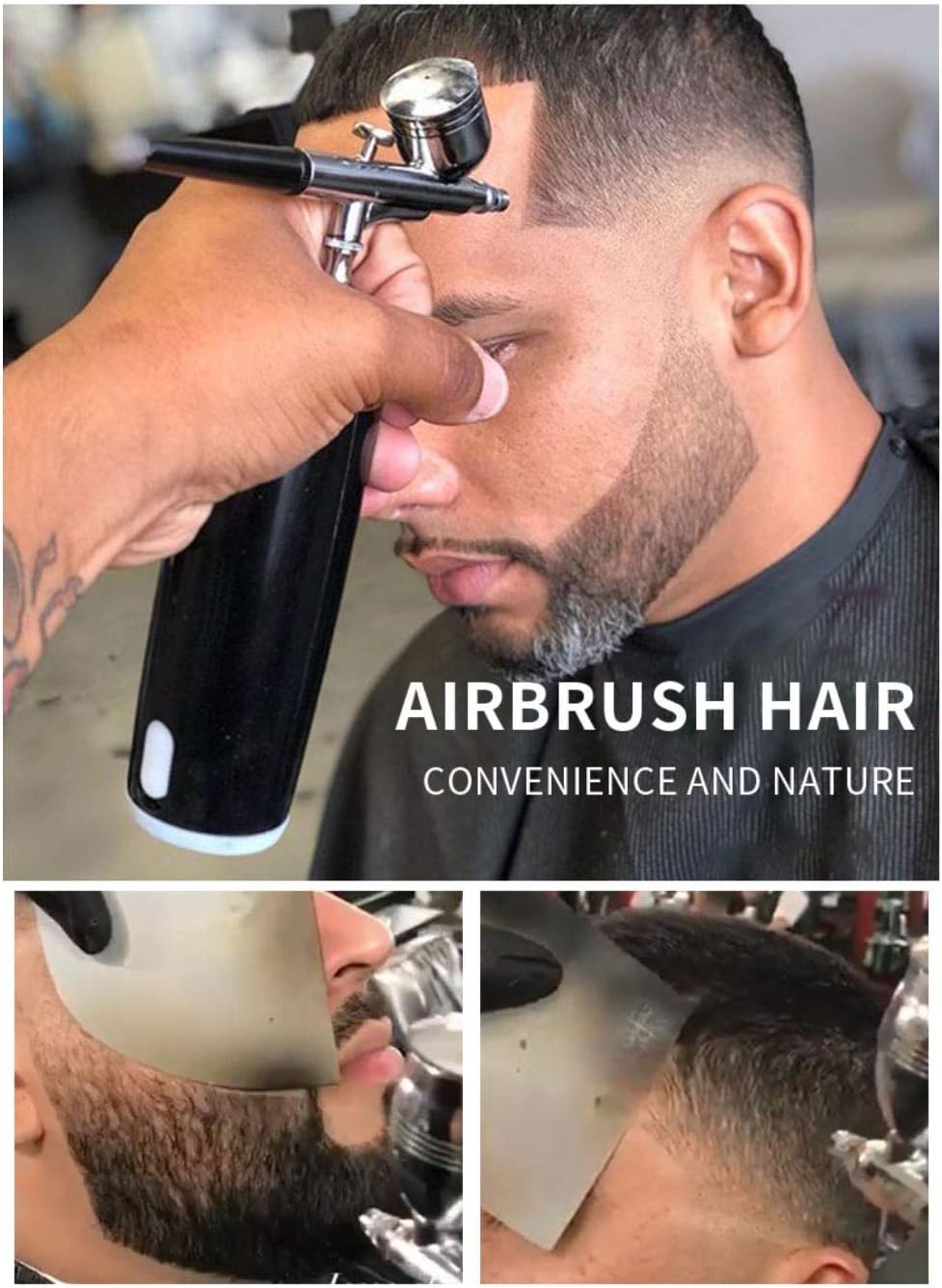 I.E.E. Rechargeable Portable Makeup Airbrush Set with Mini Air Compressor Ink Cup Spray Pen for Tattoo Nail Art Face Paint Cake Decoration Coloring Model (White + Golden)