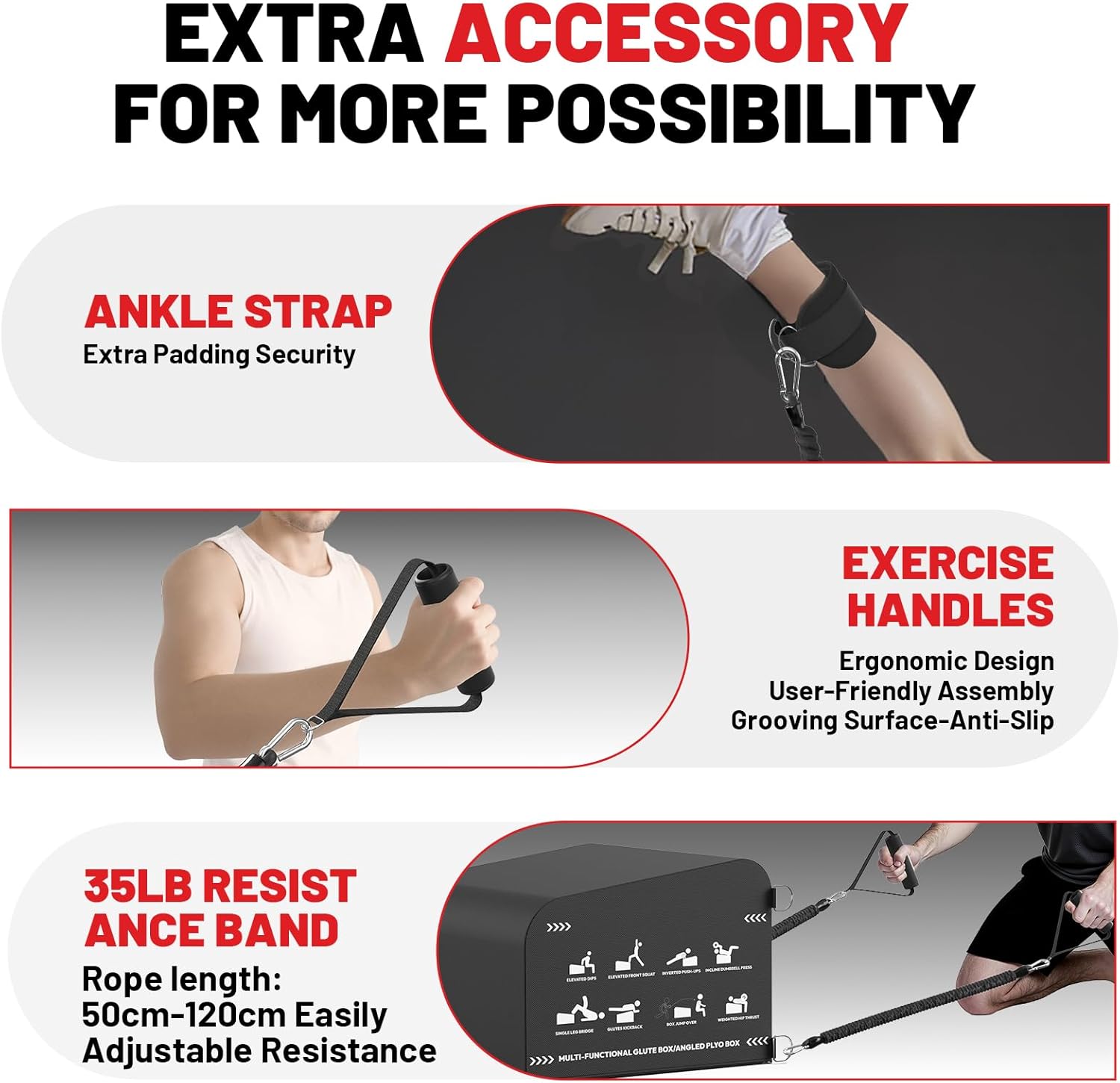 PAPABABE Hip Thrust Bench & Fitness Accessories Set, All-in-One Glute Box, Angled Hip Thrust Box with Anti-Slip Tread, Durable Jump Box at Home Gym, Core & Ab Workout Strength Training