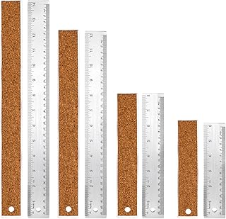 4 Pieces Metal Ruler 6+8+12+14 Inch Stainless Steel Metal Rulers with Cork Backing Non-Slip Straight Edge Rulers with Inch and Centimeters for Student School Office Drafting Tools