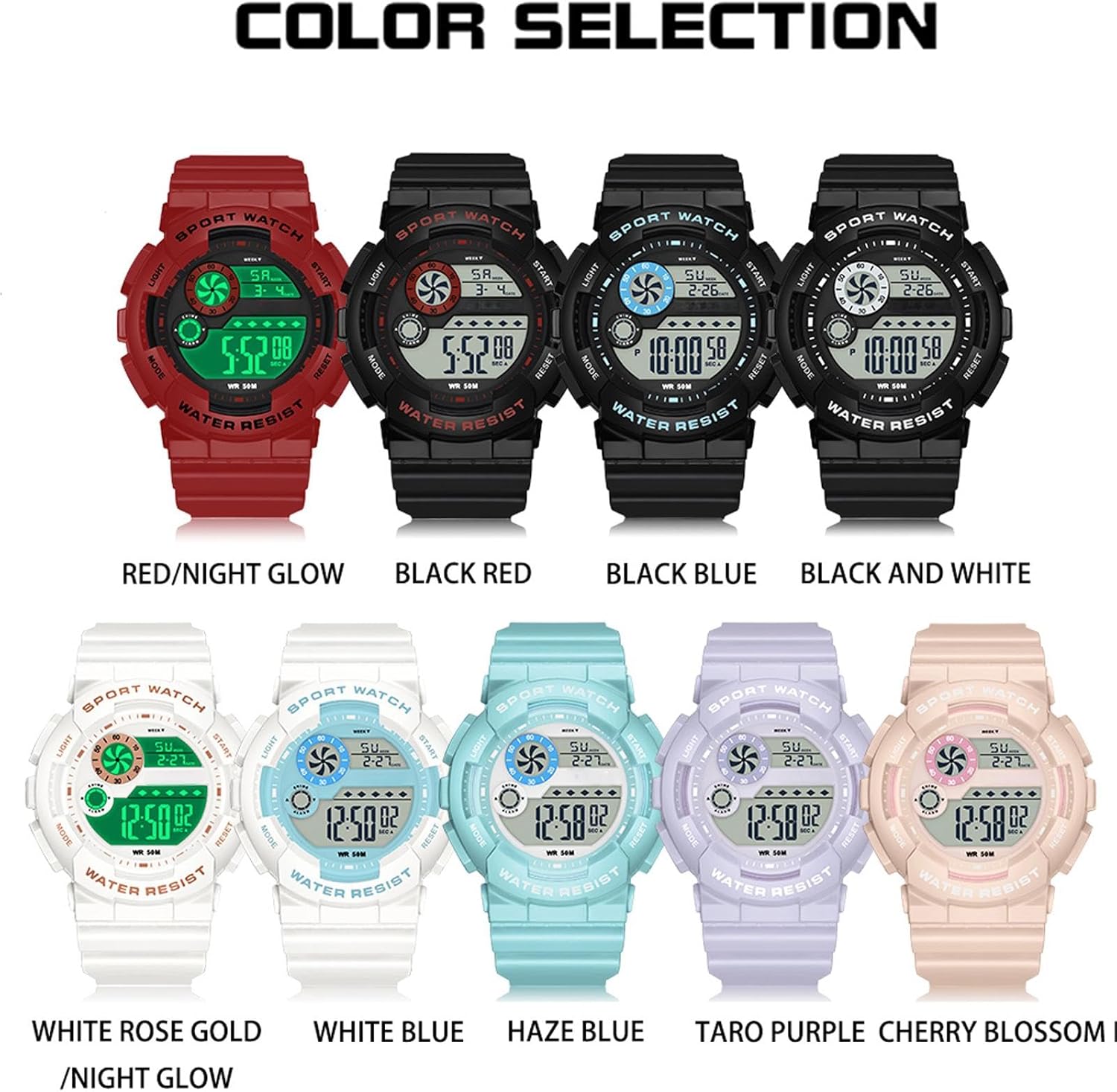 findtime Digital Watch Womens Sport Waterproof White Wrist Watches for Women with Alarm Stopwatch Hourly Chime LED Display 12H/24H Calendar - Image 6