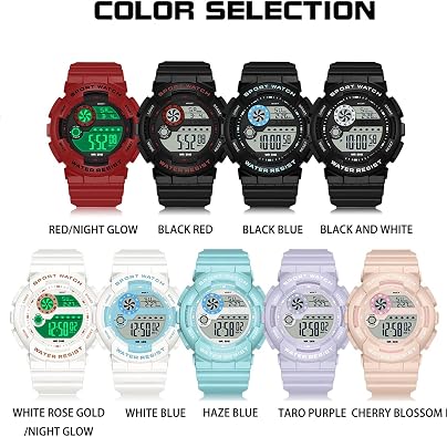 findtime Digital Watch Womens Sport Waterproof White Wrist Watches for Women with Alarm Stopwatch Hourly Chime LED Display 12H/24H Calendar
