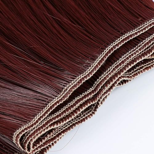Miniatura 7 de SEWACC Peluca negra de cabello lacio, 5 piezas de 5.9 in, pelo sintético lacio para muñecas, pelucas de cabello lacio para muñecas (rojo marrón)