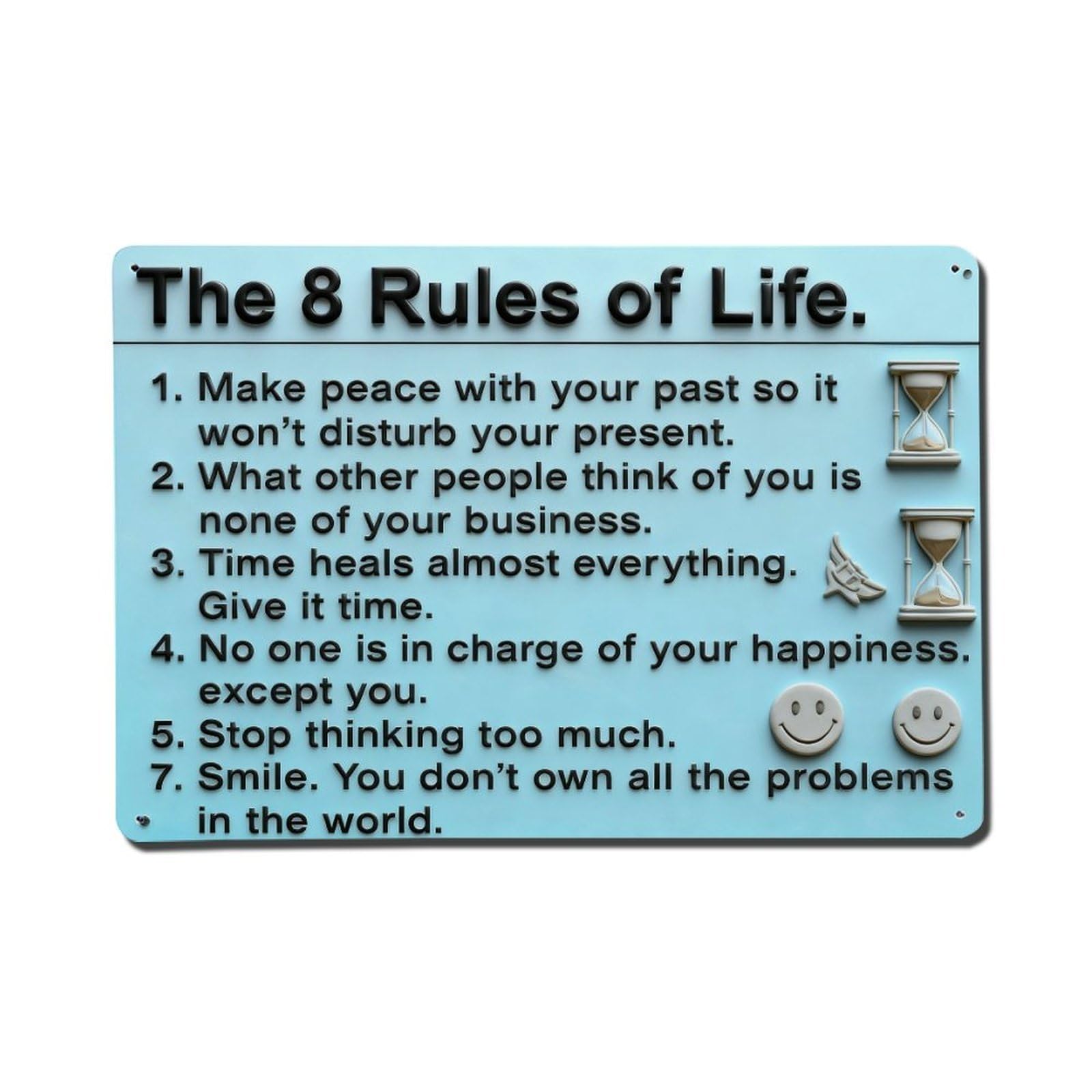 Iageret Vintage The Eight Rules Of Life Metal Tin Sign Retro Wall Decor, Bar Garage Cafe Kitchen Home Wall Art Poster Decoration 8X12inches