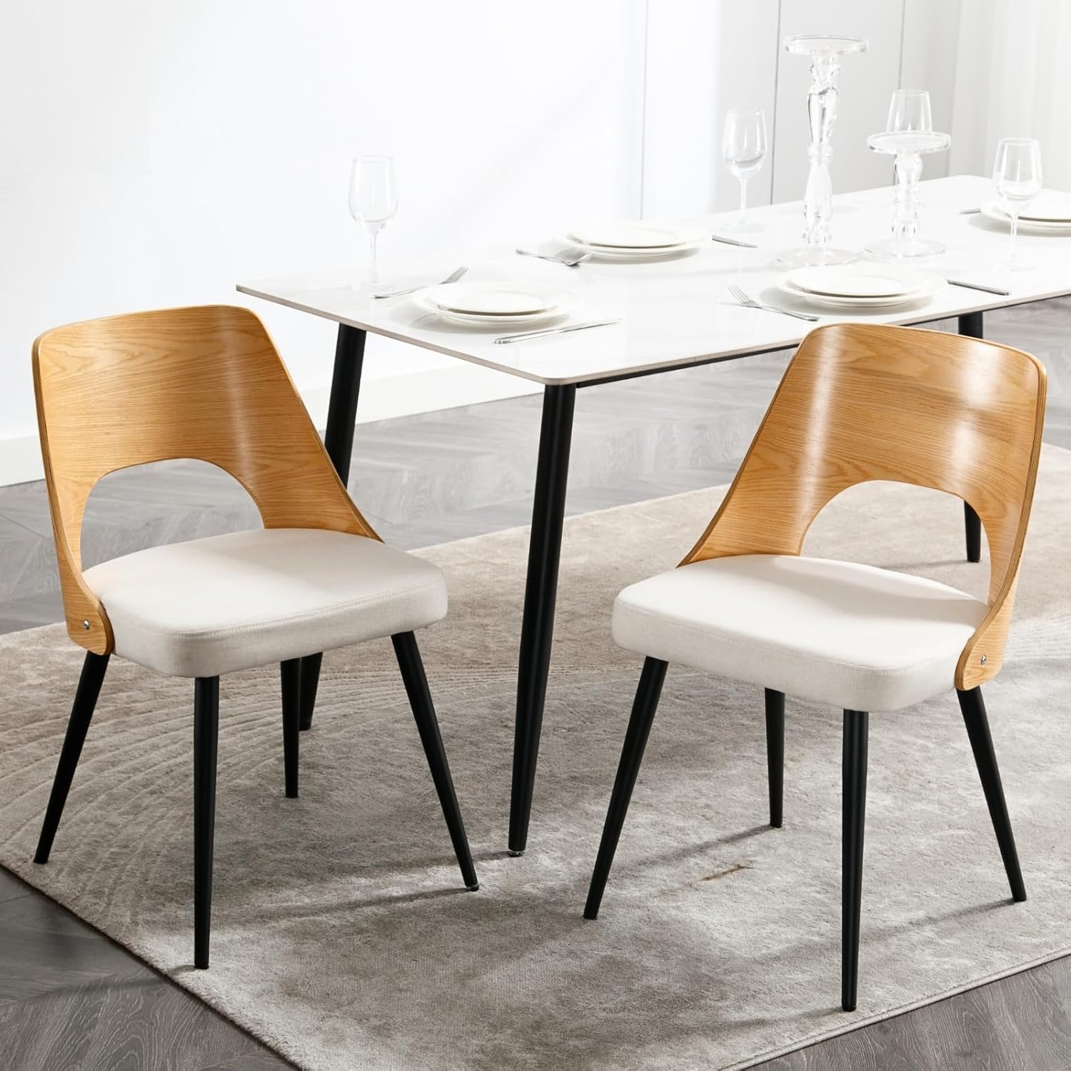 Amazon.com - HEAH-YO Modern Linen Dining Chairs Set of 2, Upholstered ...