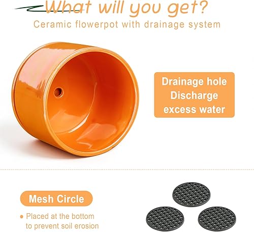 Miniatura 4 de EFISPSS Macetas de cerámica, macetas de cerámica de interior de 4+5+6 pulgadas para plantas con orificio de drenaje, para cactus suculentos, potos,