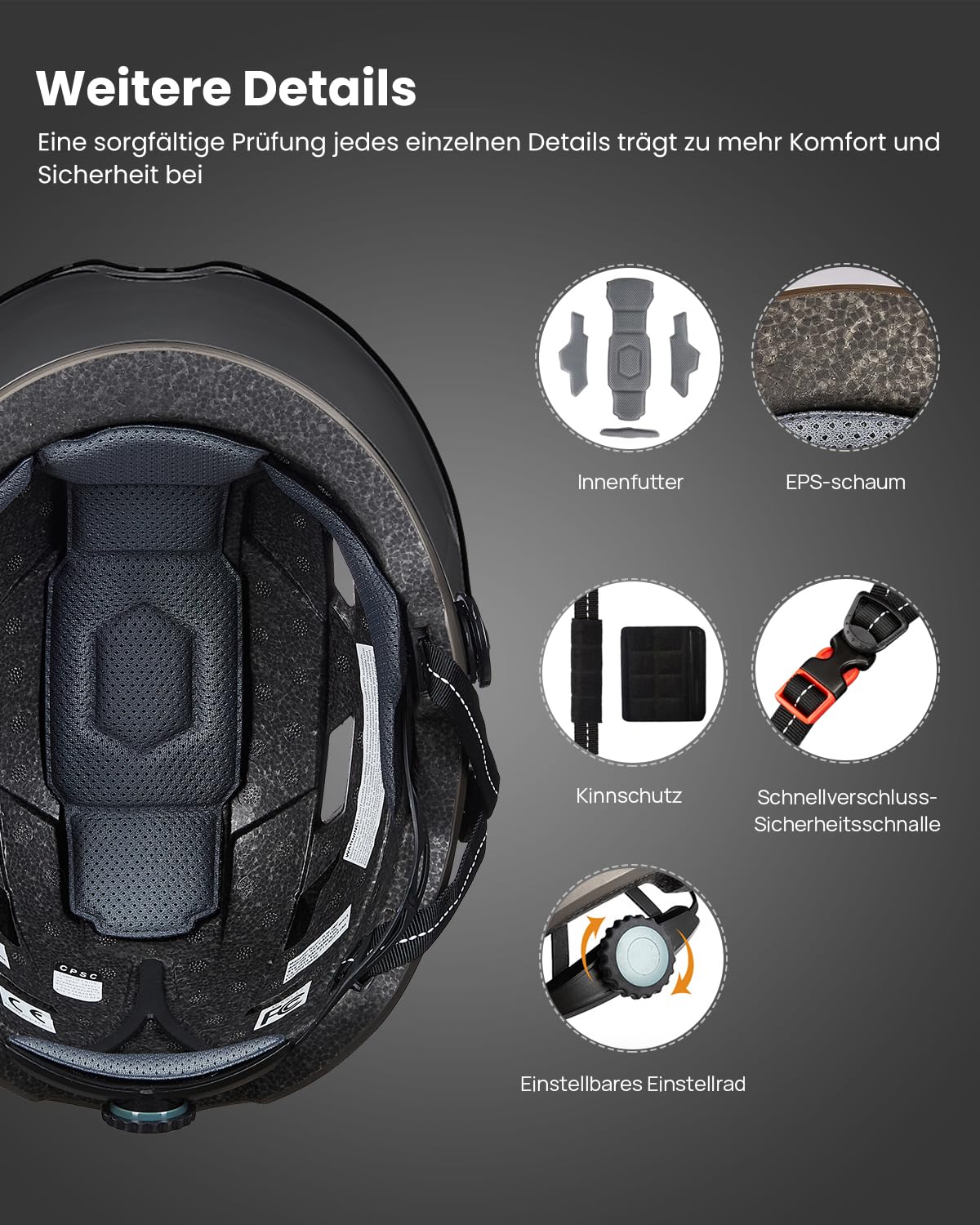 ILM Fahrradhelm mit Visier und LED Licht Mountain&Road E3-10L