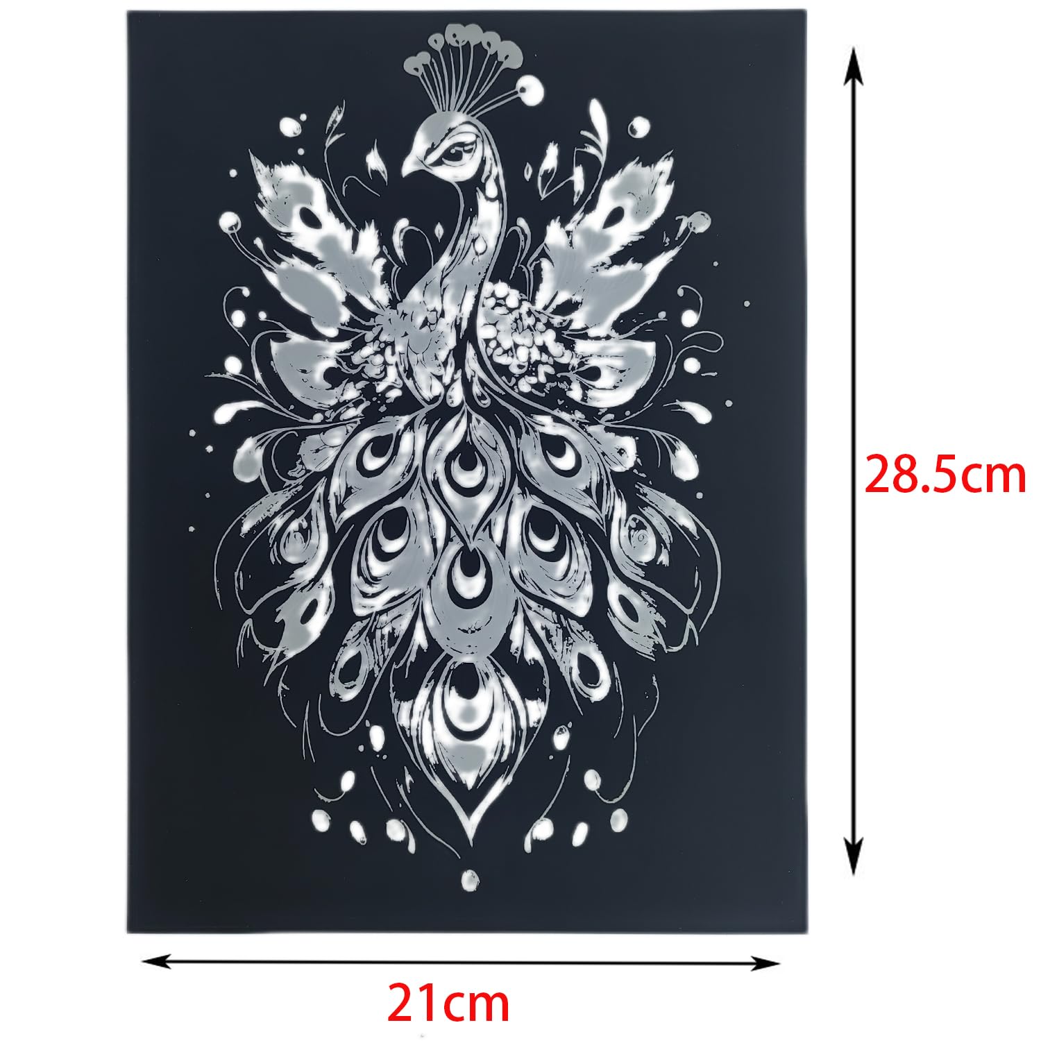 Peintures Carte à Gratter Scratch Painting Peacock Series 4 Feuilles 28,5x21 cm Papier Couché Couleur Glow in the Dark Avec Stylos Pour Adultes Enfants