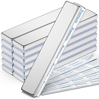 FINDMAG 12Pcs Strong Neodymium Magnets Bar, Heavy Duty Rare Earth Magnets, Rectangular Magnetic Bar, Small Powerful Magnetic Bar for Crafts Kitchen DIY Tool Storage Science Office 60x10x3mm