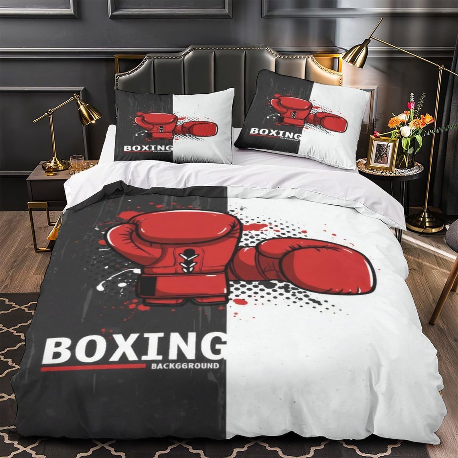 Housse de couette football bleu grand lit King pour chambre d'enfant