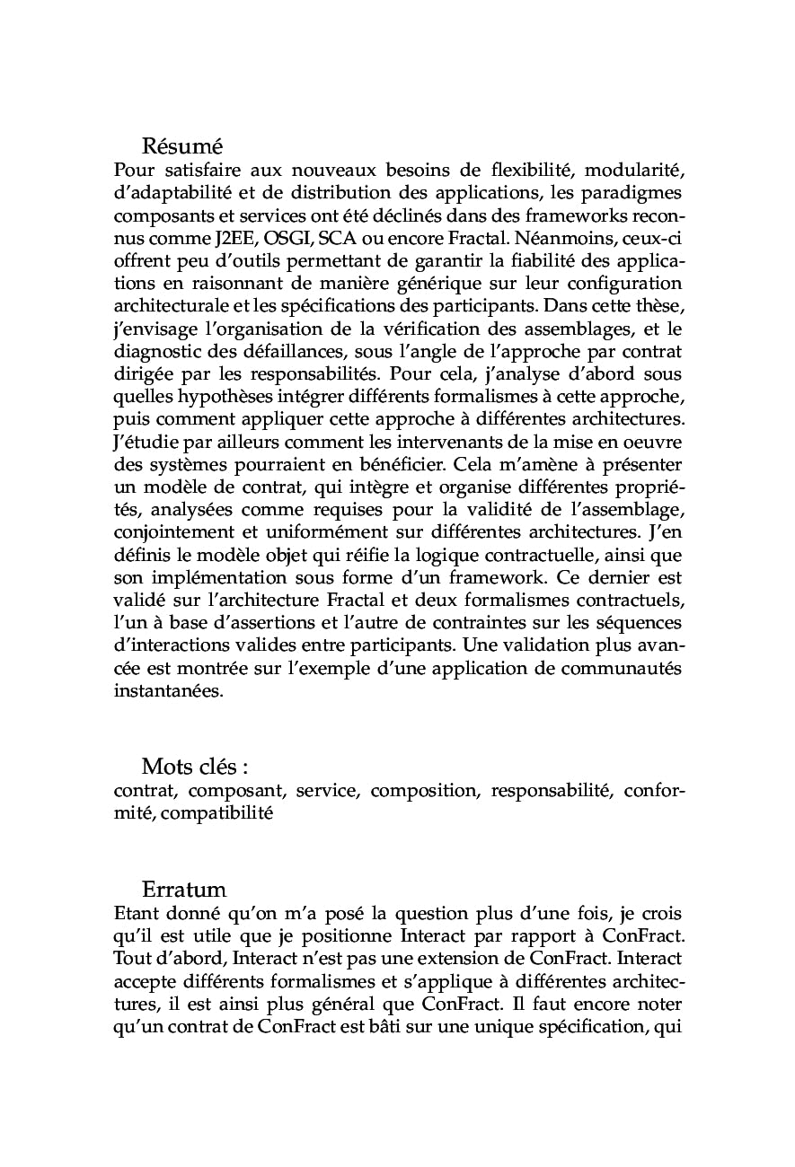 Fiabilité des assemblages de composants logiciels: Interact : un modèle général de contrat logiciel