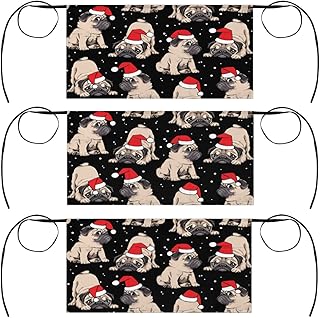 bisibuy Bulldogs Christmas 3 Pocket Waist Apron, Pack of 3, Pets Server Short Apron for Men Women, Kitchen, Restaurant, Cafe Delantales De Mesera Para Mujer Waitress Waiter Half Apron