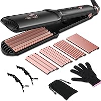 Vista 8 de Crimpadora de cabello para mujer, herramienta de cerámica para el cabello con placas de prensado planas 4 en 1, calentamiento rápido de 15 segundos