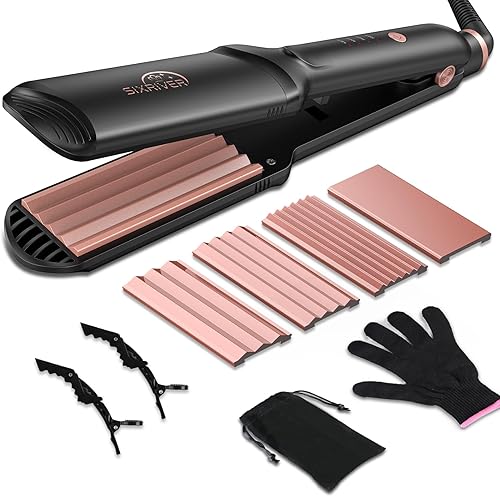 Engarzadora de cabello para mujeres, rizador de pelo, plancha rizadora 4 en 1, placas de hierro plano de cerámica, herramienta de pelo