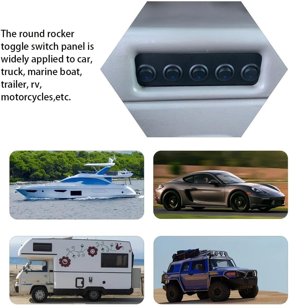 20A Blue Circular Joystick Switch Panel with 3-pin Aluminum Waterproof 12V, Suitable for Cars, Trucks, Boats, RVs, Yachts, Etc(CP-5260-04)