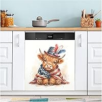Vista 16 de 4th of July Cowboy Red Print Dishwasher Magnet Cover Decorative Magnetic Sticker Refrigerator Panel Door Decal for Kitchen Home Cabinet 23" W * 26" H