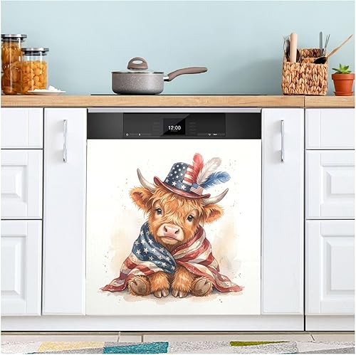 Miniatura 16 de 4th of July Cowboy Red Print Dishwasher Magnet Cover Decorative Magnetic Sticker Refrigerator Panel Door Decal for Kitchen Home Cabinet 23" W * 26" H