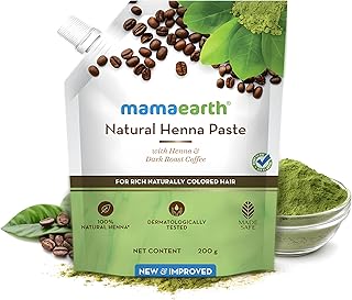 Mamaearth Heena Paste with Dark Roast Coffee | Ready-to-Use for Naturally Colored Hair | Helps Reduce Premature Graying & Gives Long Lasting Natural Color | 7.05 Oz/200g