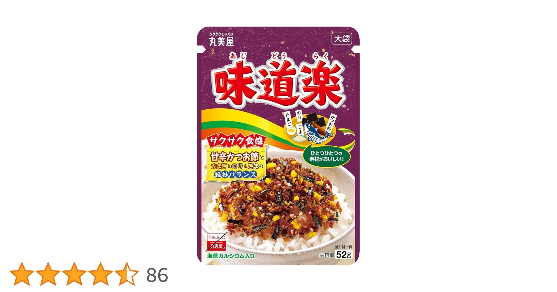 丸美屋　たま道楽 大袋　52g Amazon.co.jp: 丸美屋 味道楽（ふりかけ） 大袋 52g : 食品・飲料・お酒