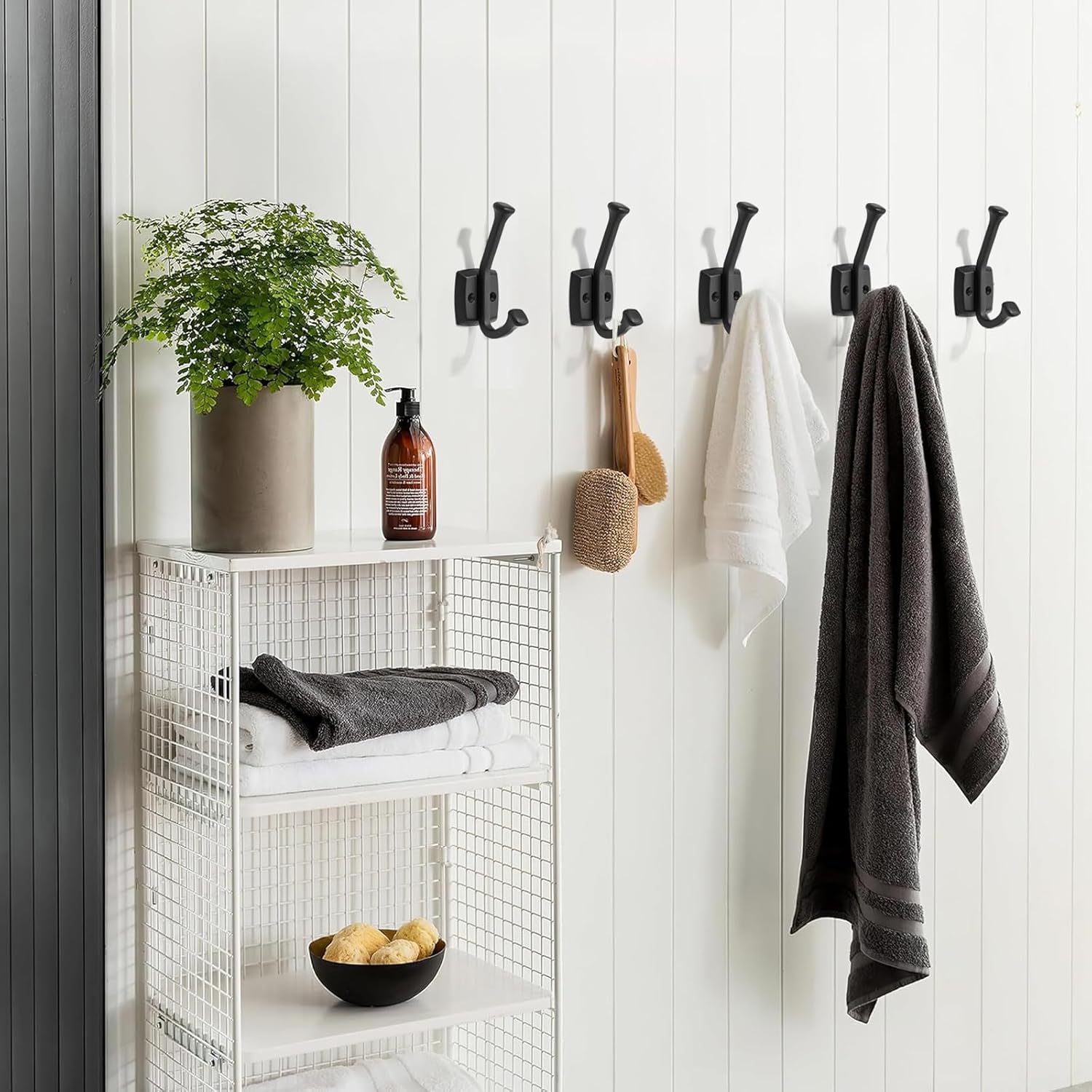 khtumeware 10 Pack 4.7 inch Matte Black Zinc Alloy Wall-Mounted Coat Hook Behind Bathroom Door/Bedroom Wardrobe Hook, Rust-Proof and Durable (Suitable for Coats/Hats/Bags)