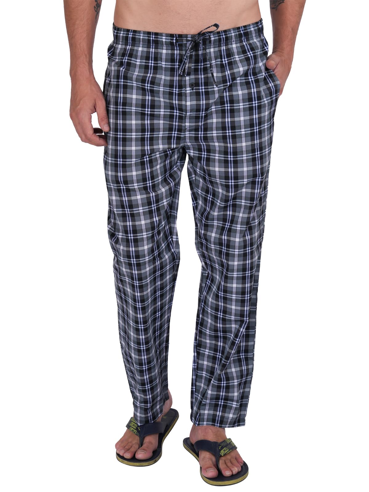 twist99 Men's Cotton Checkered Pyjama - Elastic Waist & Drawstring - Plus Size (S, M, L, XL)-picture-22