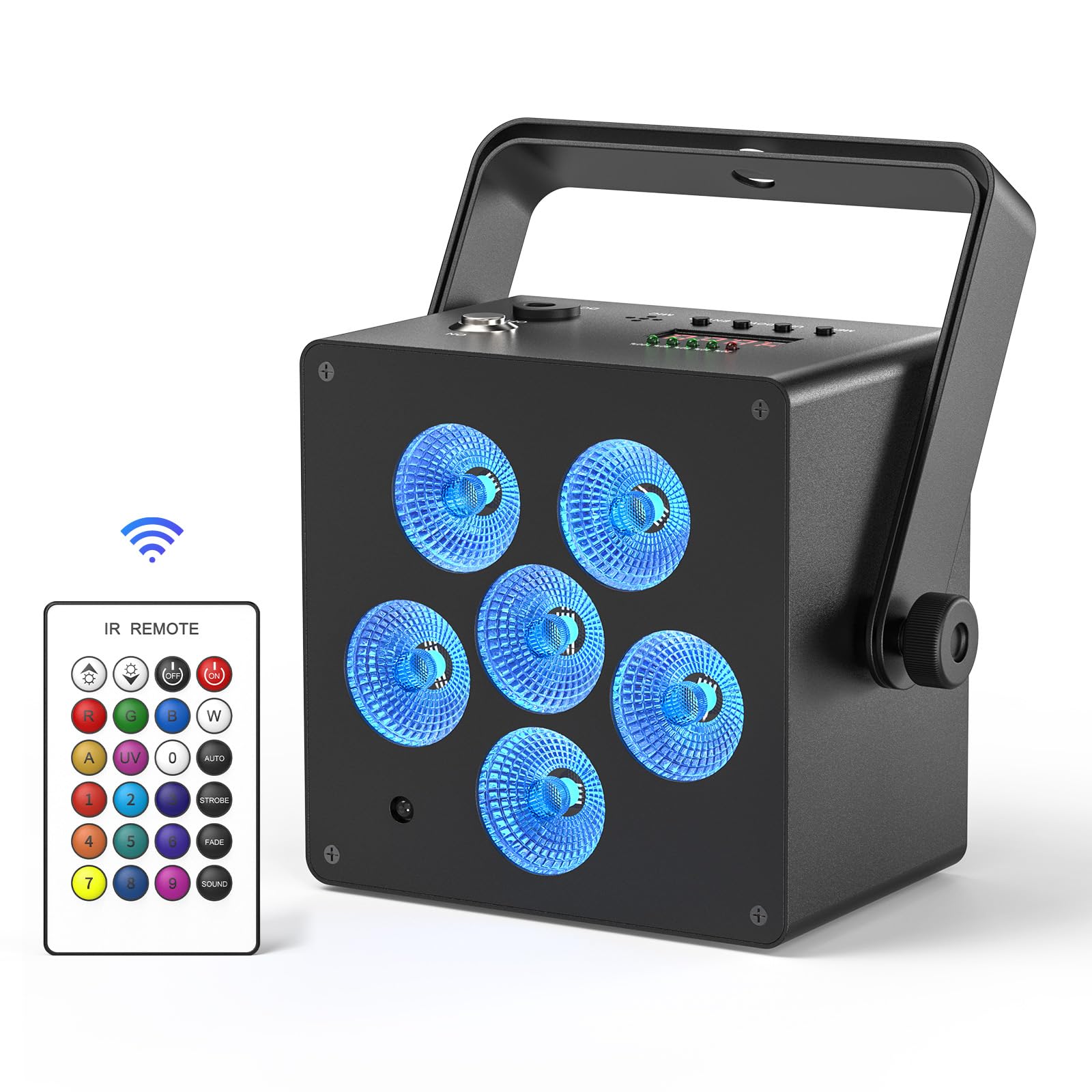 50W Par LED Batteria, RGBWA UV 5200mAh Ricaricabile Luci del Palcoscenico con Telecomando e Suono Attivato, Luce di Scena DMX per Disco Bar Feste Palco Matrimoni Halloween Natale