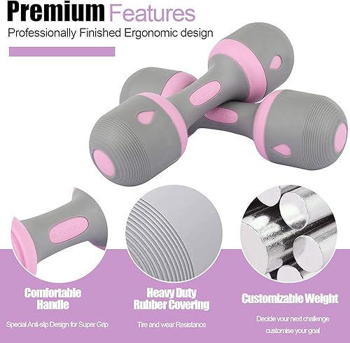 Miniatura 8 de Mancuernas de mano ajustables para mujer, 1 juego de equipo portátil de goma, adecuado para entrenamiento en casa, juegos de tontos para mujeres