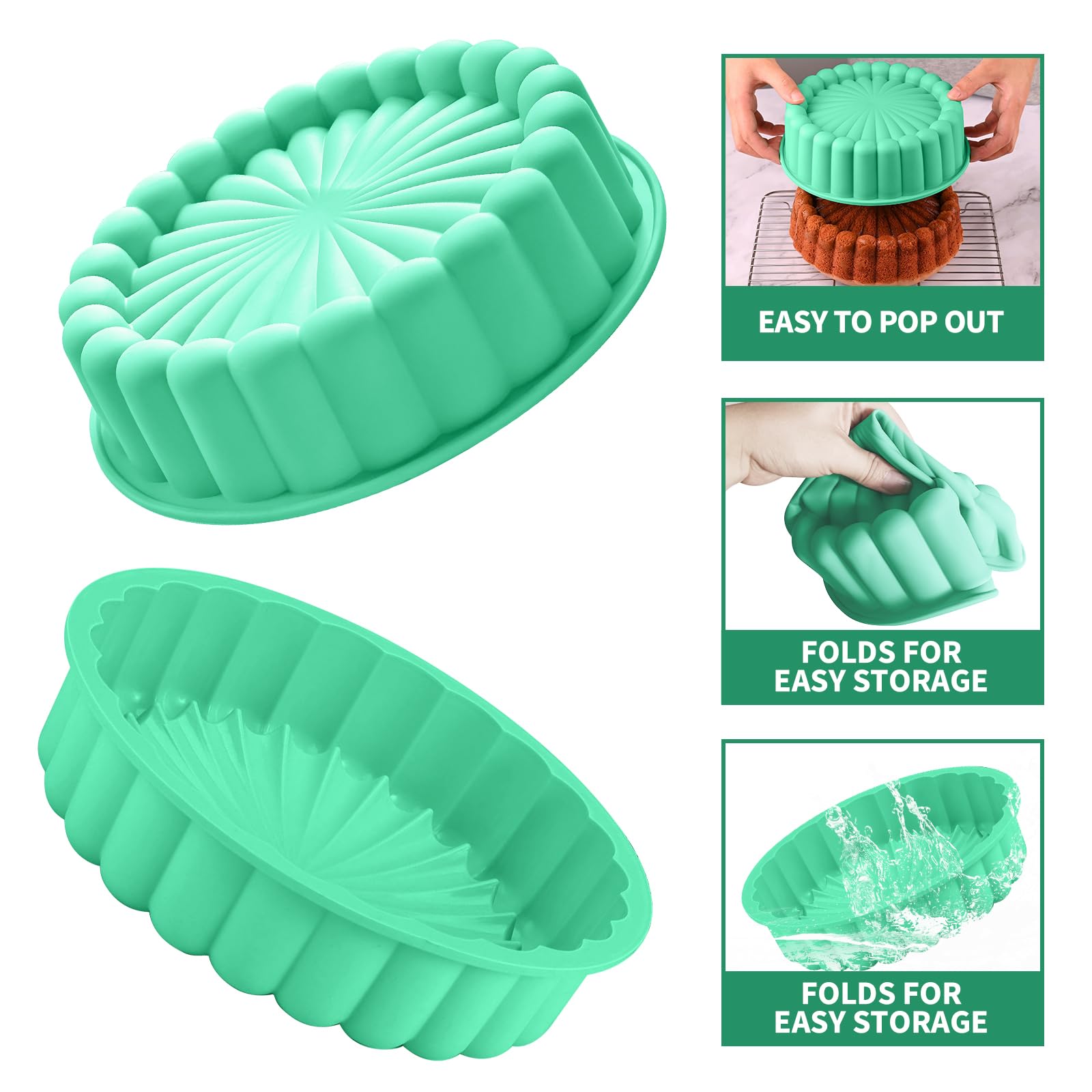 Charlotte Cake Pan de silicona de 10 pulgadas, molde redondo antiadherente de silicona para hornear, moldes redondos de silicona para tarta de queso, tarta de tartas de brownie y fresas 3