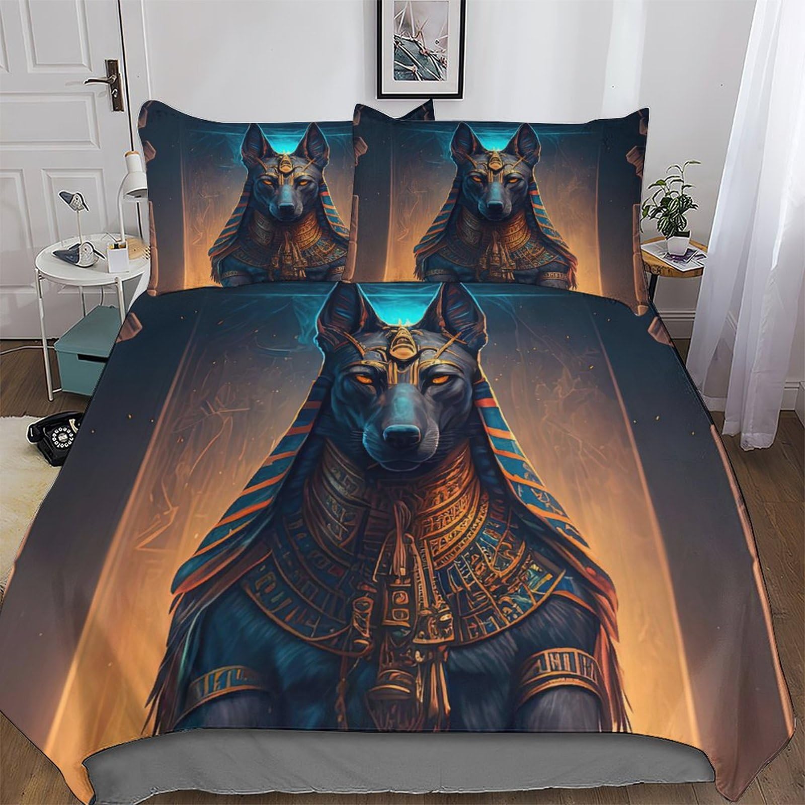 Dcccy Girls Anubis Bedding Set Duvet Cover Soft Quilt Cover For Kids, Boys And Teens 3 Pieces With Pillowcase Cosy Bed Linen Double (200X200cm)
