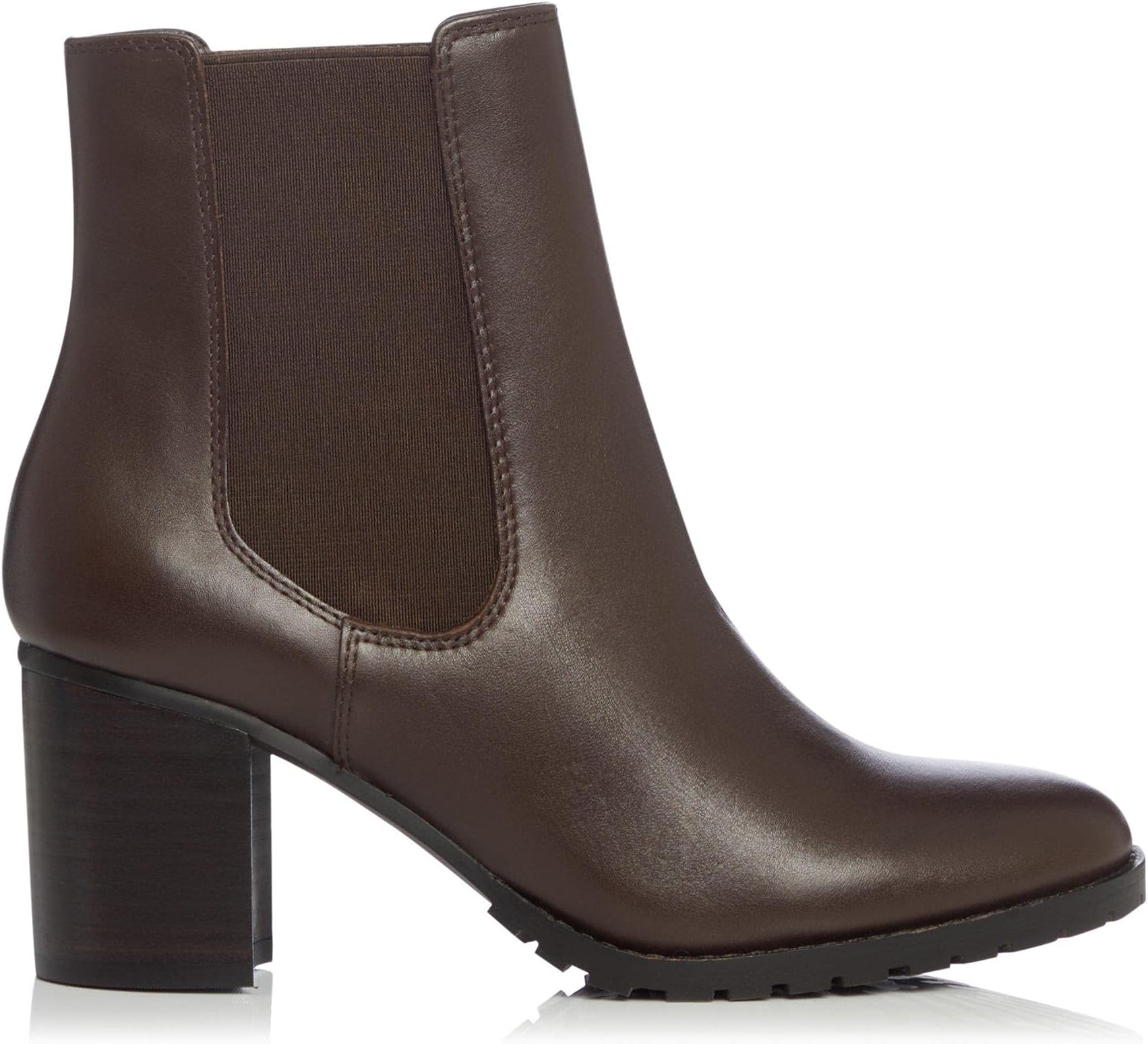 Dune Ladies Women's PARTNIA Cleated Block Heel Chelsea Boots Size UK 4 Brown Block Heel Chelsea Boots