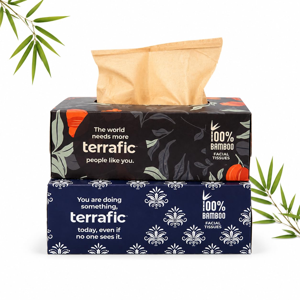 Bamboo Facial Tissues | 600 Sheets of 2 Ply Soft but, Strong, Skin-Safe & Highly Absorbent Tissues (Pack of 4 Forest & Batik Style) | 100% Natural & Biodegradable | Home, Office & Travel-image-42