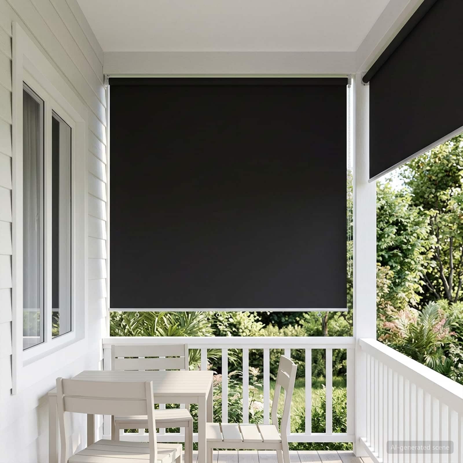 Tenda avvolgibile in poliestere Antracite anti Calore | Montaggio a parete o soffitto, catena sinistra o destra, filtro luce, controllo termico, privacy