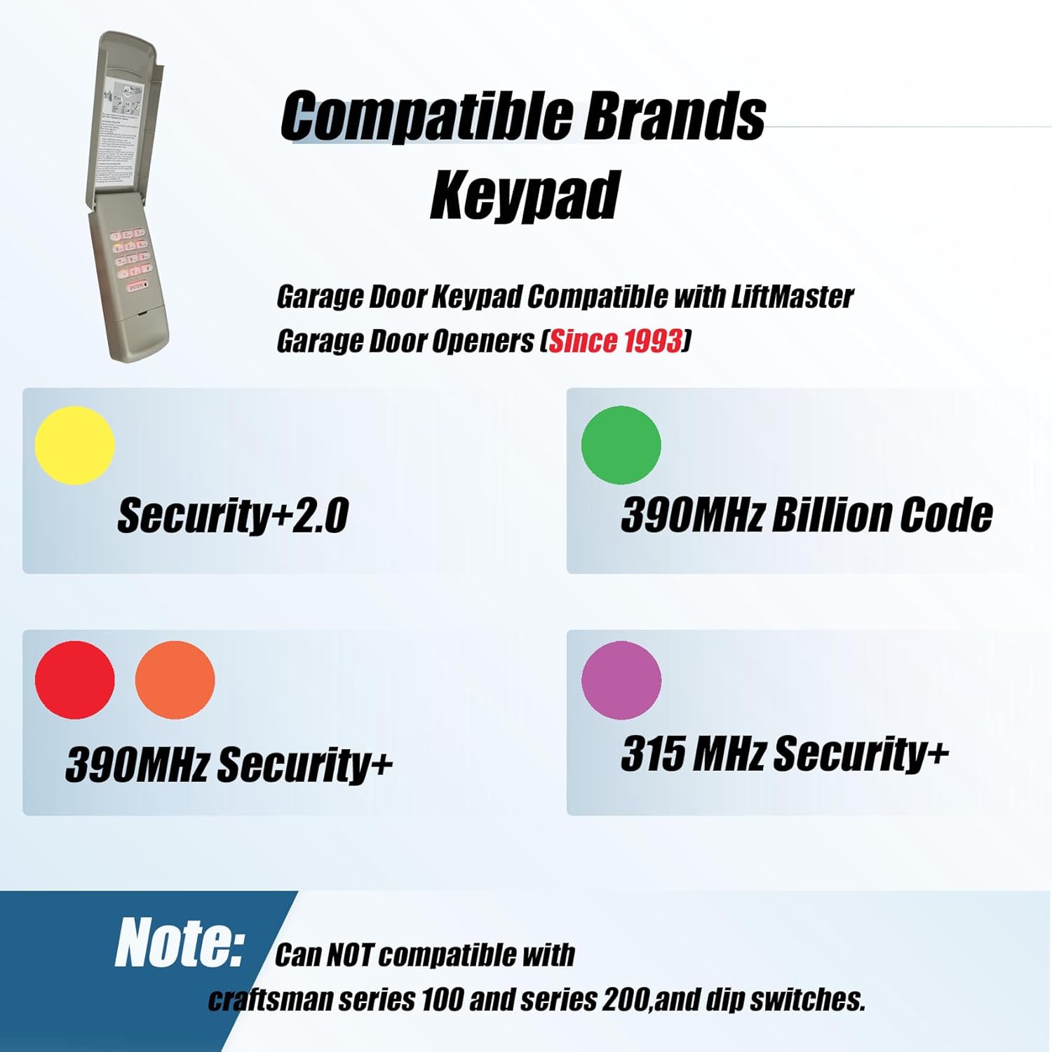 877MAX+371LM Garage Door Keypad & 2 Remotes Combo Compatible with Sears Craftsman Garage Door Opener, Replace for 139.53753 53753 139.18191 HBW2028 Compatible with Purple Learn Button (2006-2013)