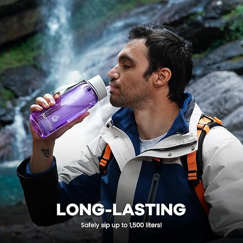 Miniatura 6 de SurviMate - Botella de agua filtrada de ultrafiltración de 5 etapas 0.01μm, material libre de BPA, botella de filtro de agua portátil certificada