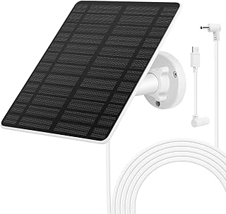 Solarmodul für Ring Kamera,GuKKK 5W Kamera Solarpanel kompatibel mit Ring Spotlight Cam/Pro/Plus Akku & Stick Up Cam/Pro Akku mit Barrel Plug 4m Ladekabel IP65 Wasserdicht Solar Ladegerät (1)