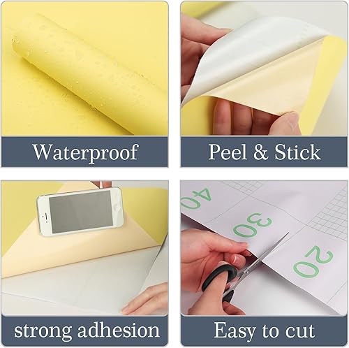 Miniatura 3 de Papel tapiz amarillo para despegar y pegar, 15.7 x 78.7 pulgadas, papel tapiz apto para inquilinos, papel de pared extraíble de PVC de vinilo,